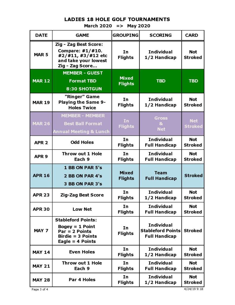LGA Golf Schedule - Myakka Pines Golf Club